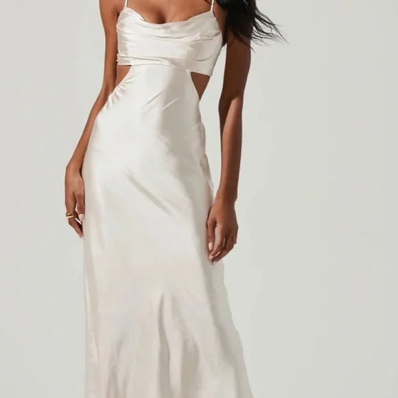 Colette Satin Cutout Midi Dress Champagne / S by Astr The Label